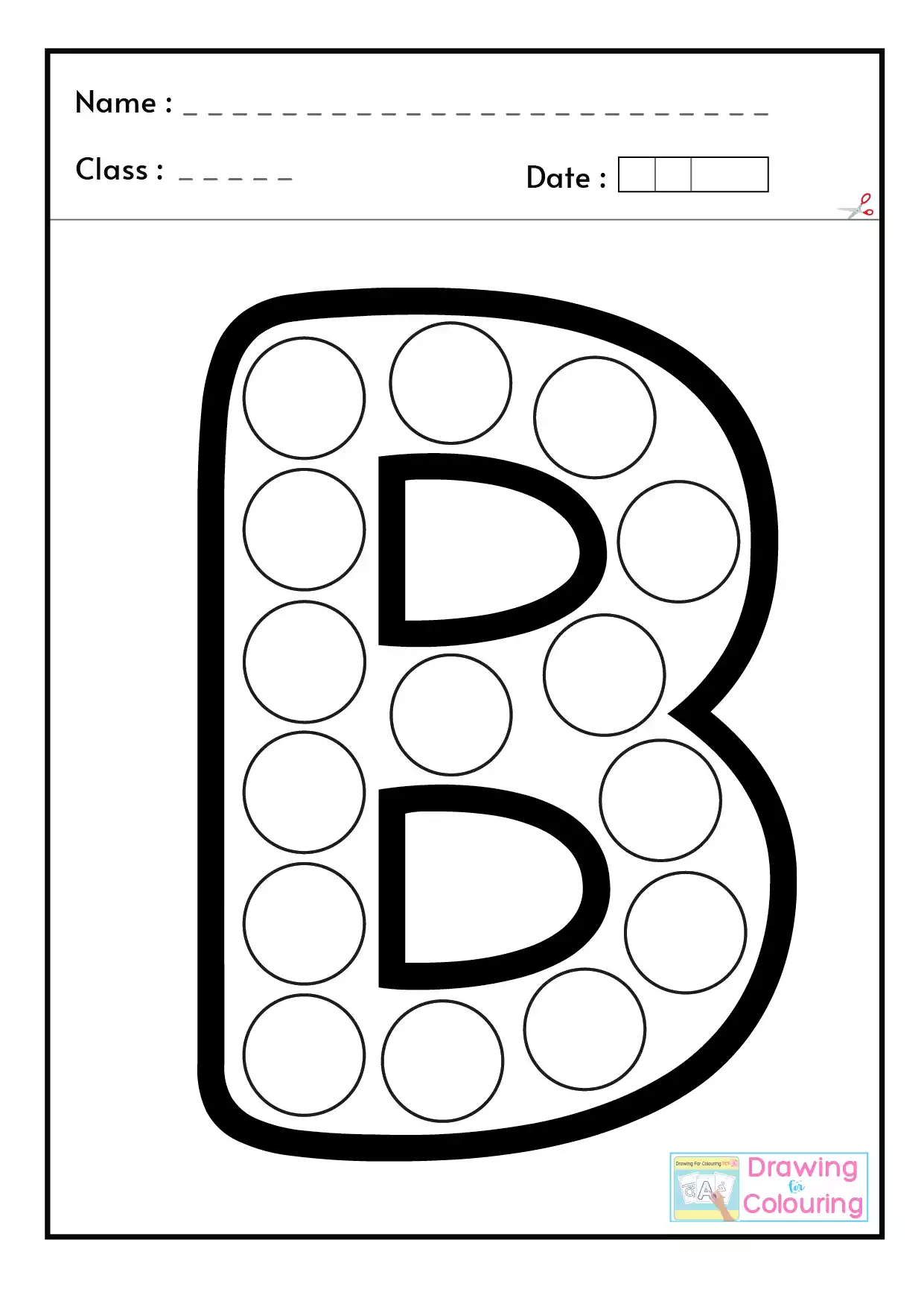 B Letter PopIt Drawing For Colouring