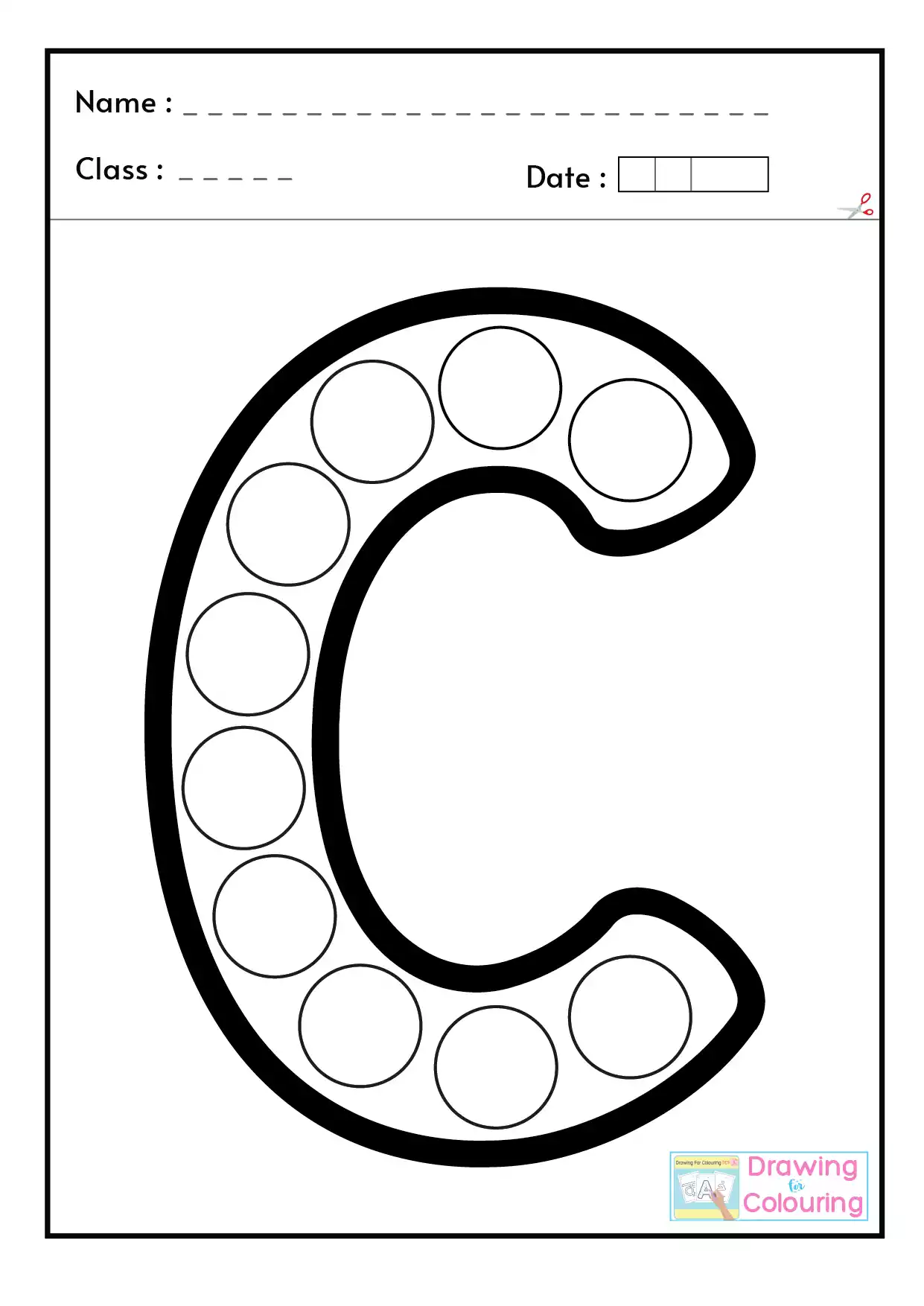 C Letter PopIt Drawing For Colouring