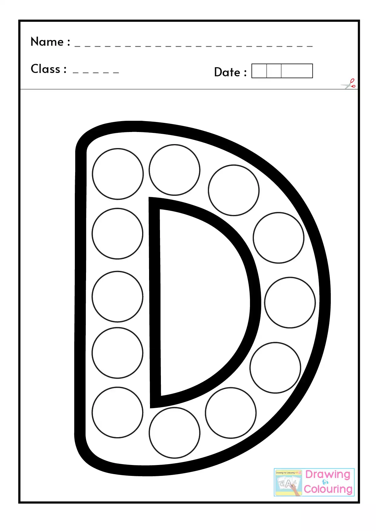 D Letter PopIt Drawing For Colouring