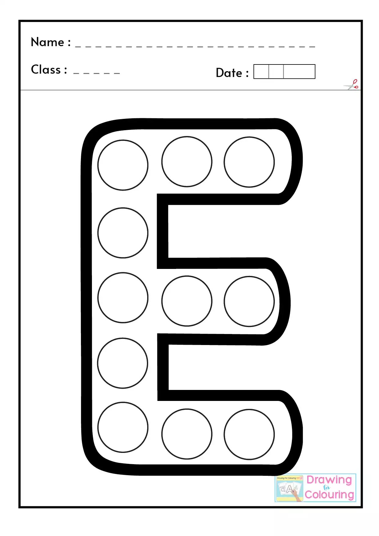 E Letter PopIt Drawing For ColouringE Letter PopIt Drawing For Colouring