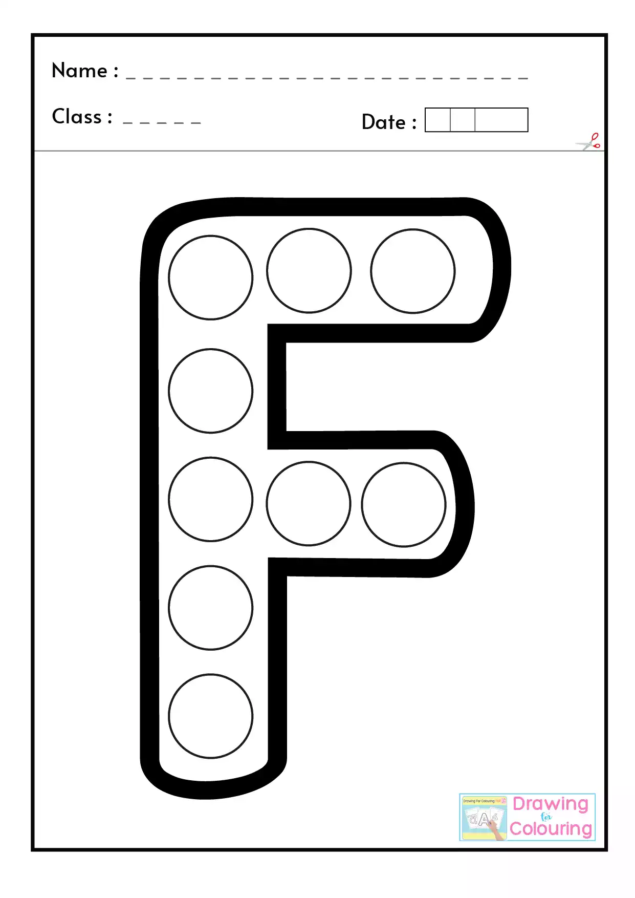 F Letter PopIt Drawing For Colouring