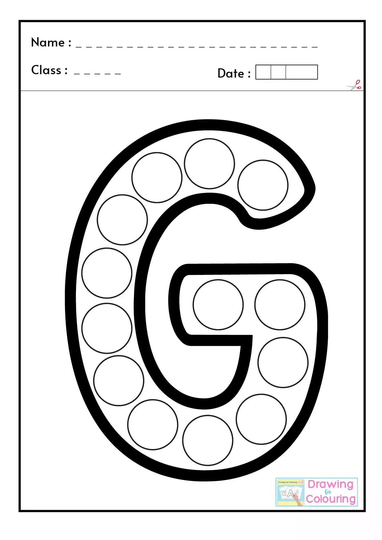 G Letter PopIt Drawing For Colouring