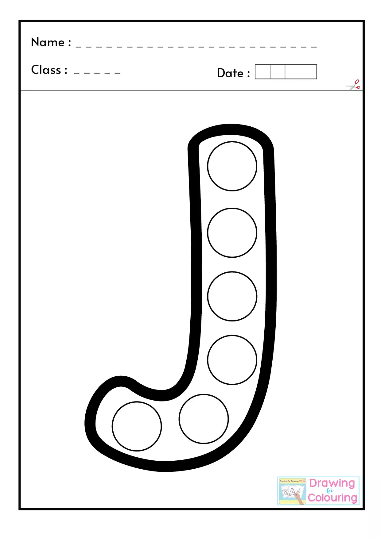 J Letter PopIt Drawing For Colouring