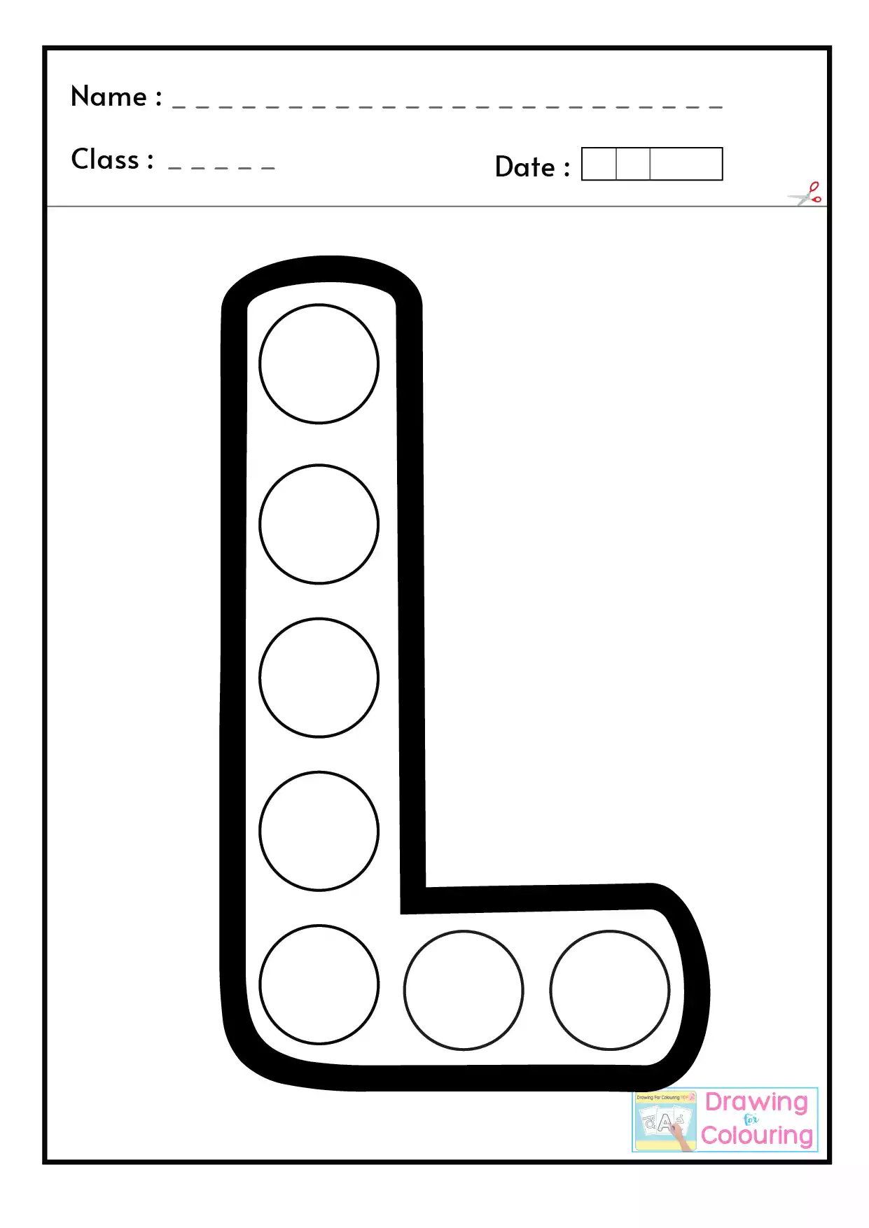 L Letter PopIt Drawing For Colouring