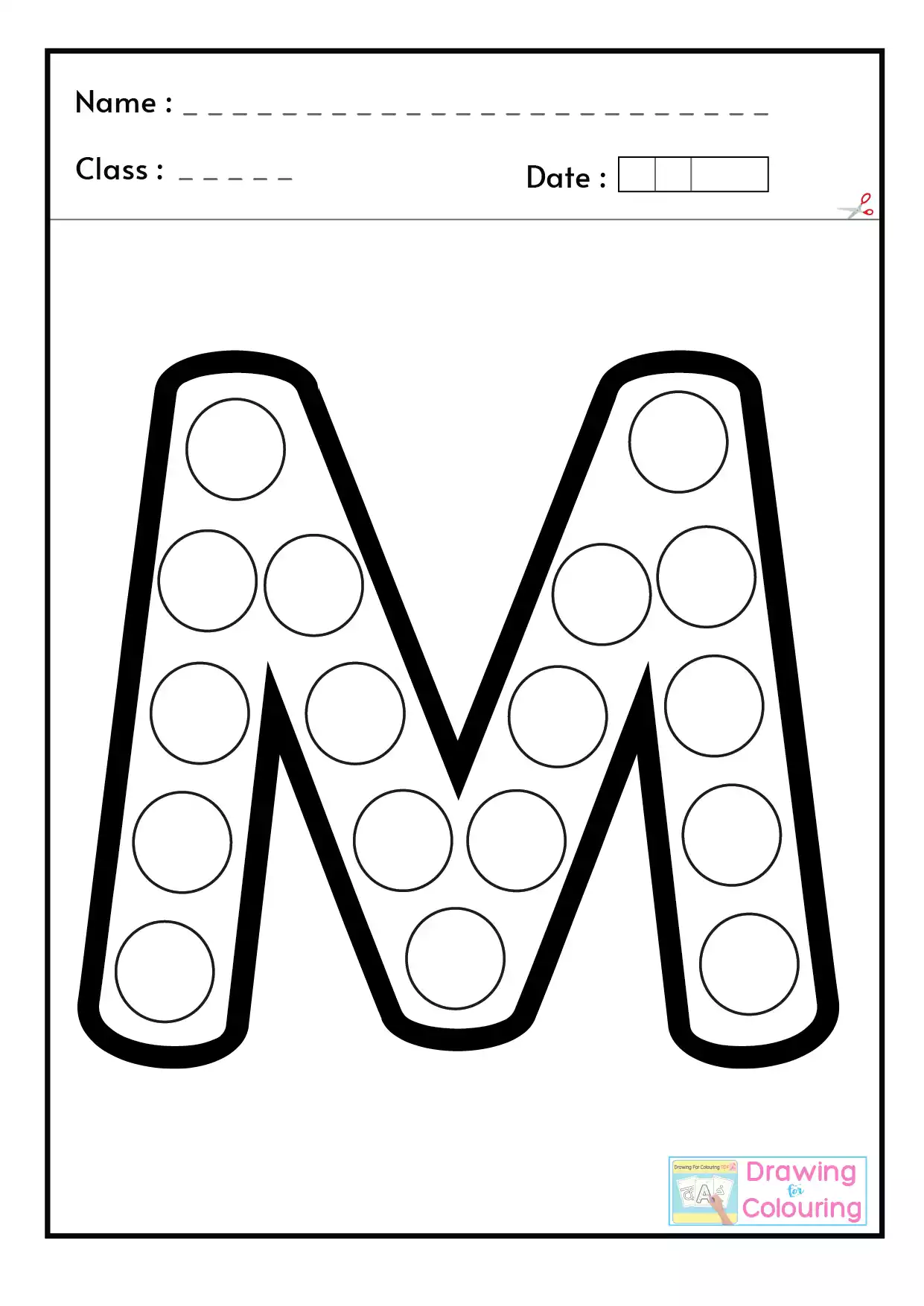 M Letter PopIt Drawing For Colouring