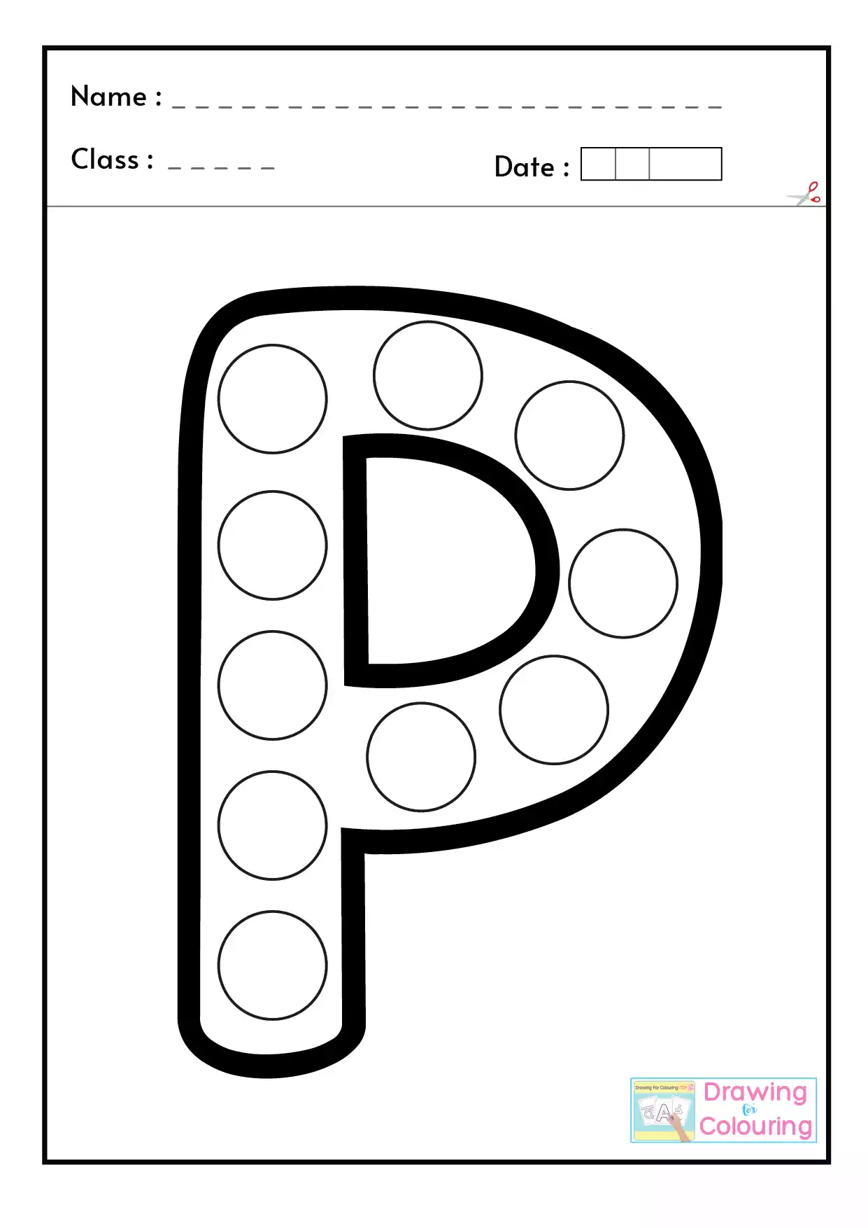 P Letter PopIt Drawing For Colouring