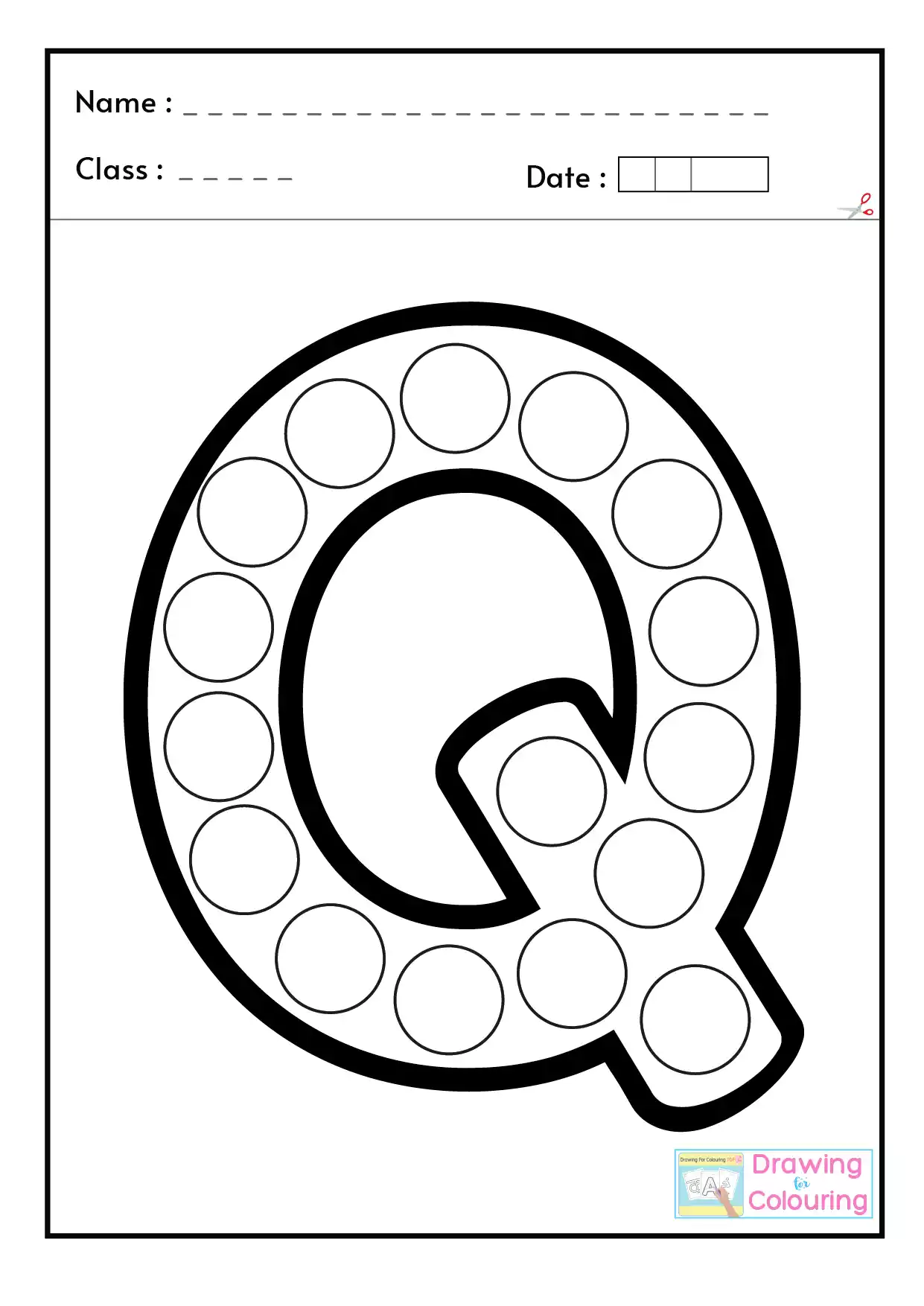 Q Letter PopIt Drawing For Colouring