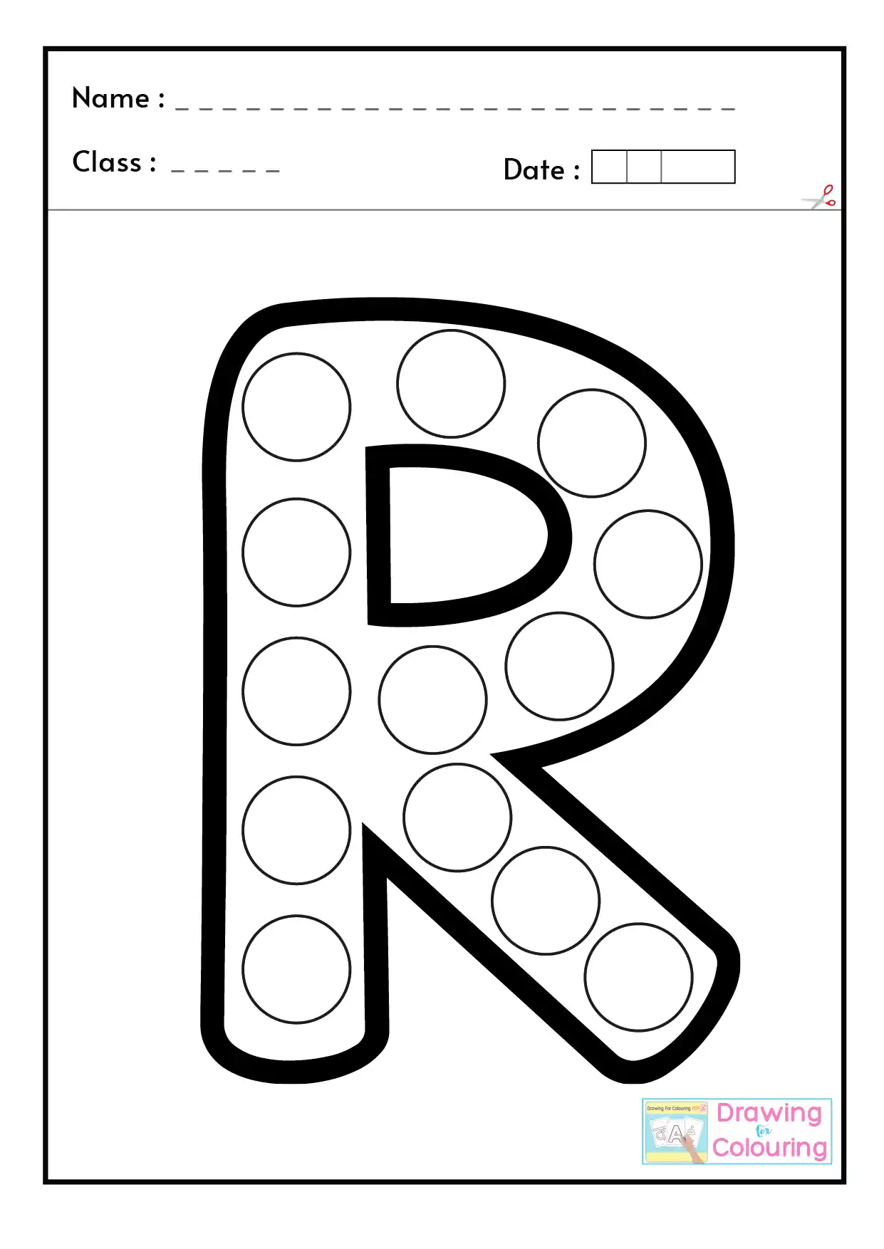 R Letter PopIt Drawing For Colouring