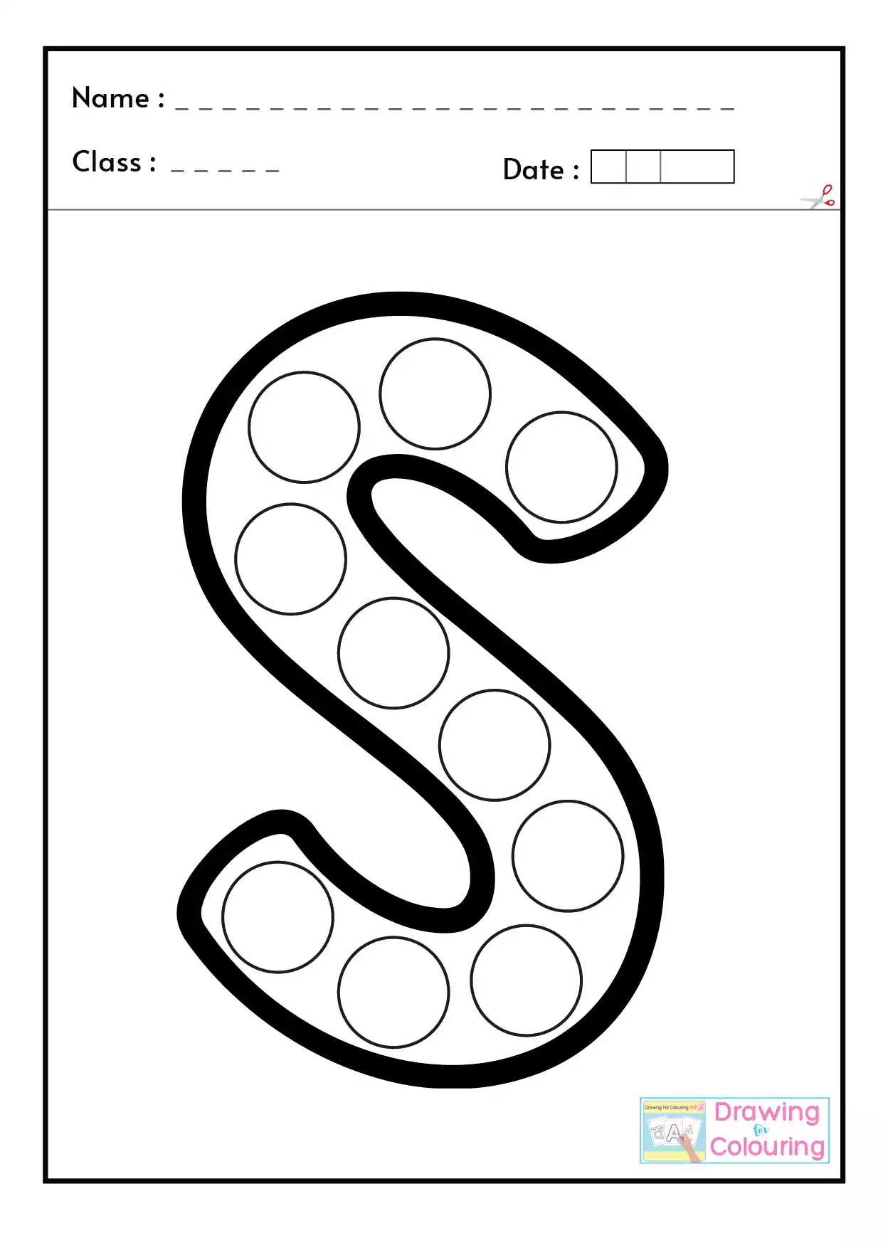 S Letter PopIt Drawing For Colouring