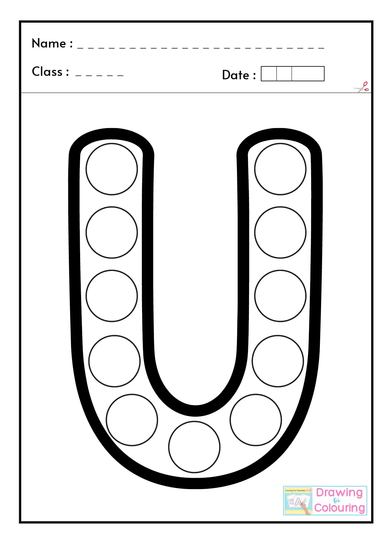 U Letter PopIt Drawing For Colouring