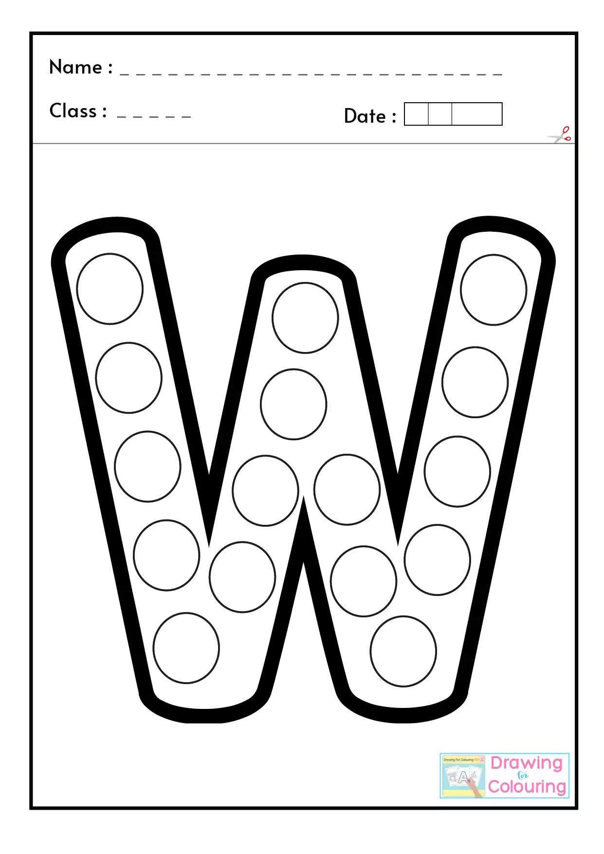 W Letter PopIt Drawing For Colouring