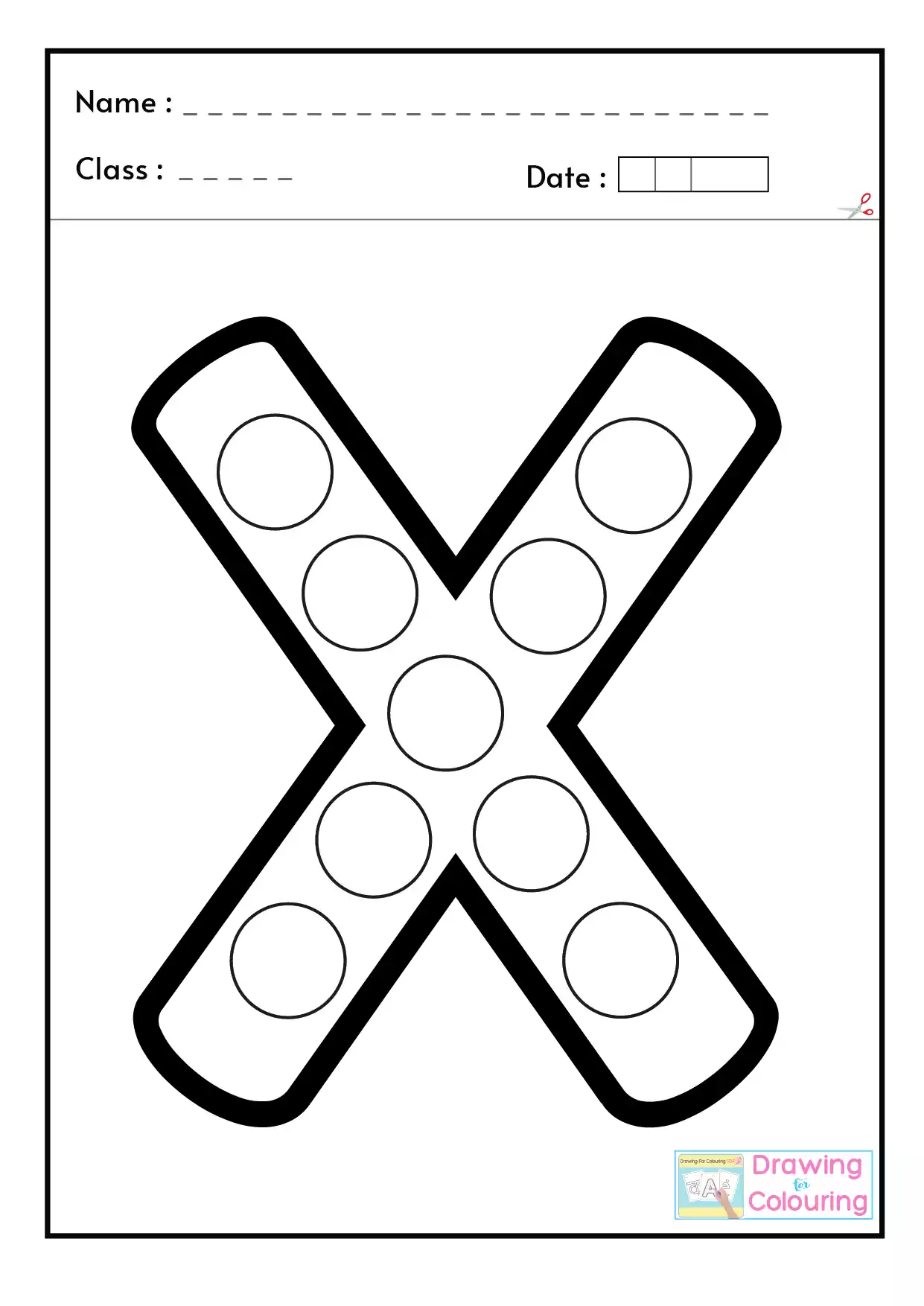 X Letter PopIt Drawing For Colouring