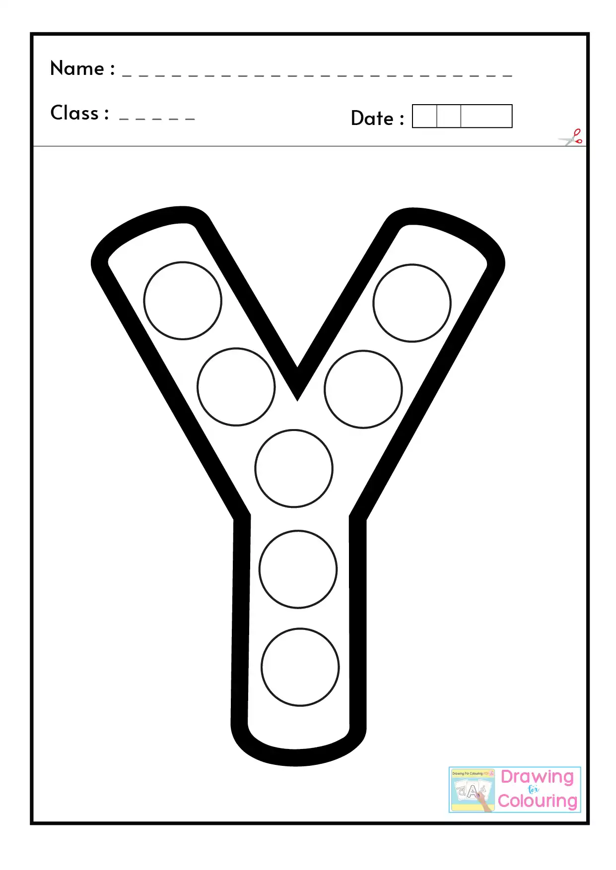 Y Letter PopIt Drawing For Colouring