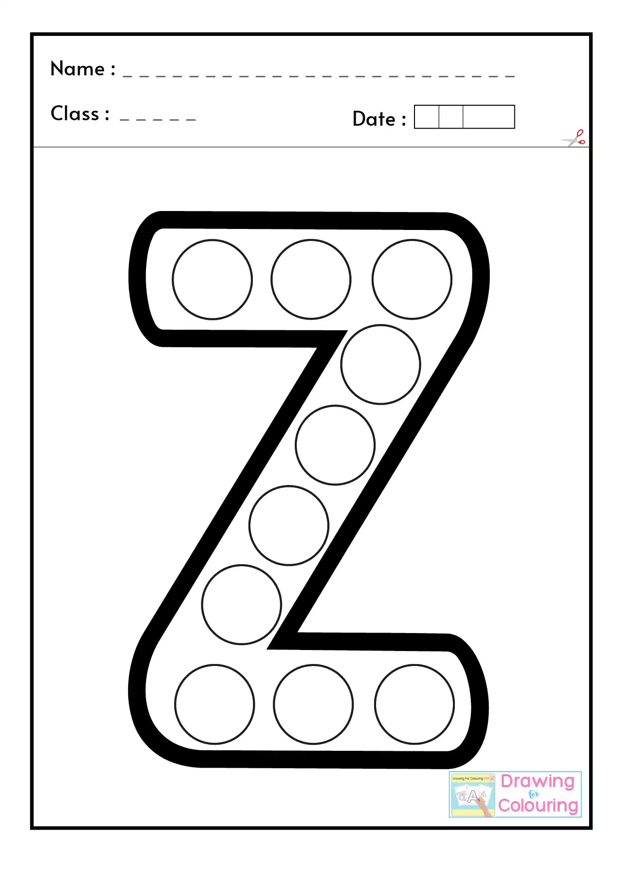 Z Letter PopIt Drawing For Colouring